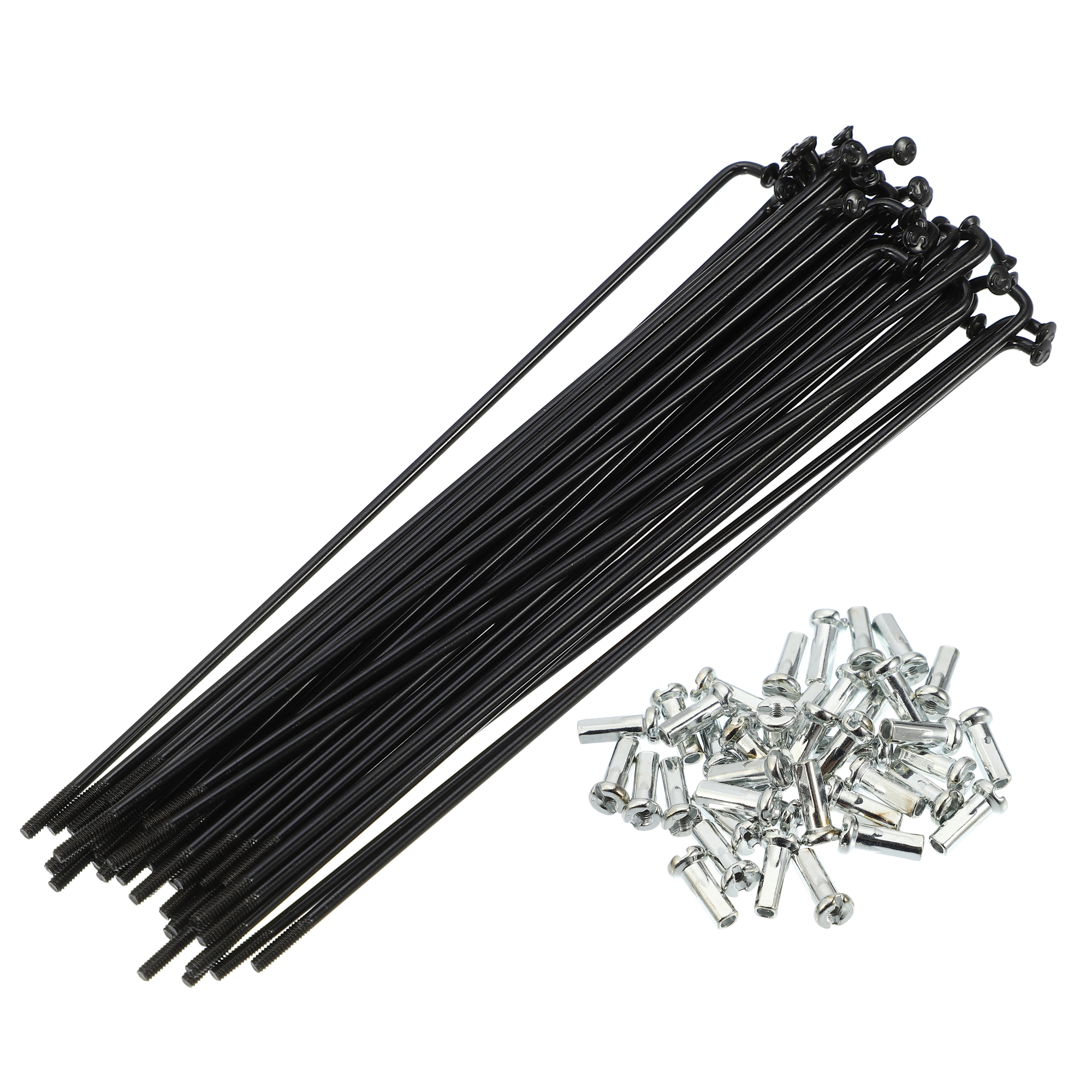 X Autohaux 14G J Bend radios de acero para bicicleta 136-293mm de longitud con tetinas piezas de repuesto para bicicleta de cabeza recta negro