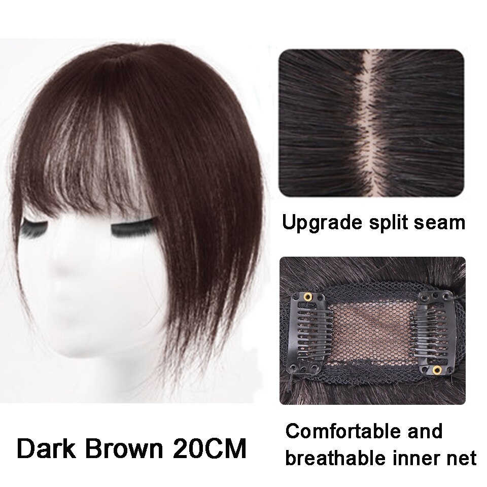 AOSI, flequillo de aire 3D, negro, marrón con cuernos, síntesis resistente al calor, Clip Invisible sin costuras en la extensión del cabello para mujeres y niñas: Color natural