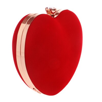 SEKUSA Heart Shaped Diamonds Women Evening Bags Red/Black Chain Shoulder Purse Day Clutches Evening Bags For Party Wedding: YM1125red