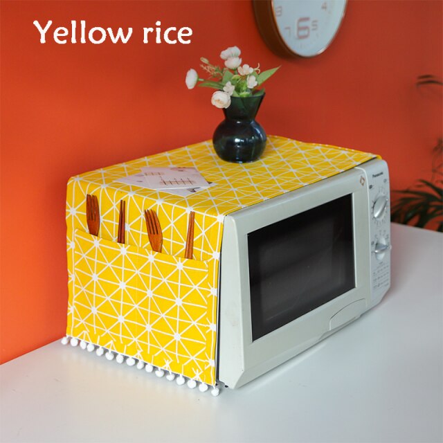 Cotton Linen Fabric Dust Cover Microwave Oven Box Pastoral Style Towel: Yellow rice