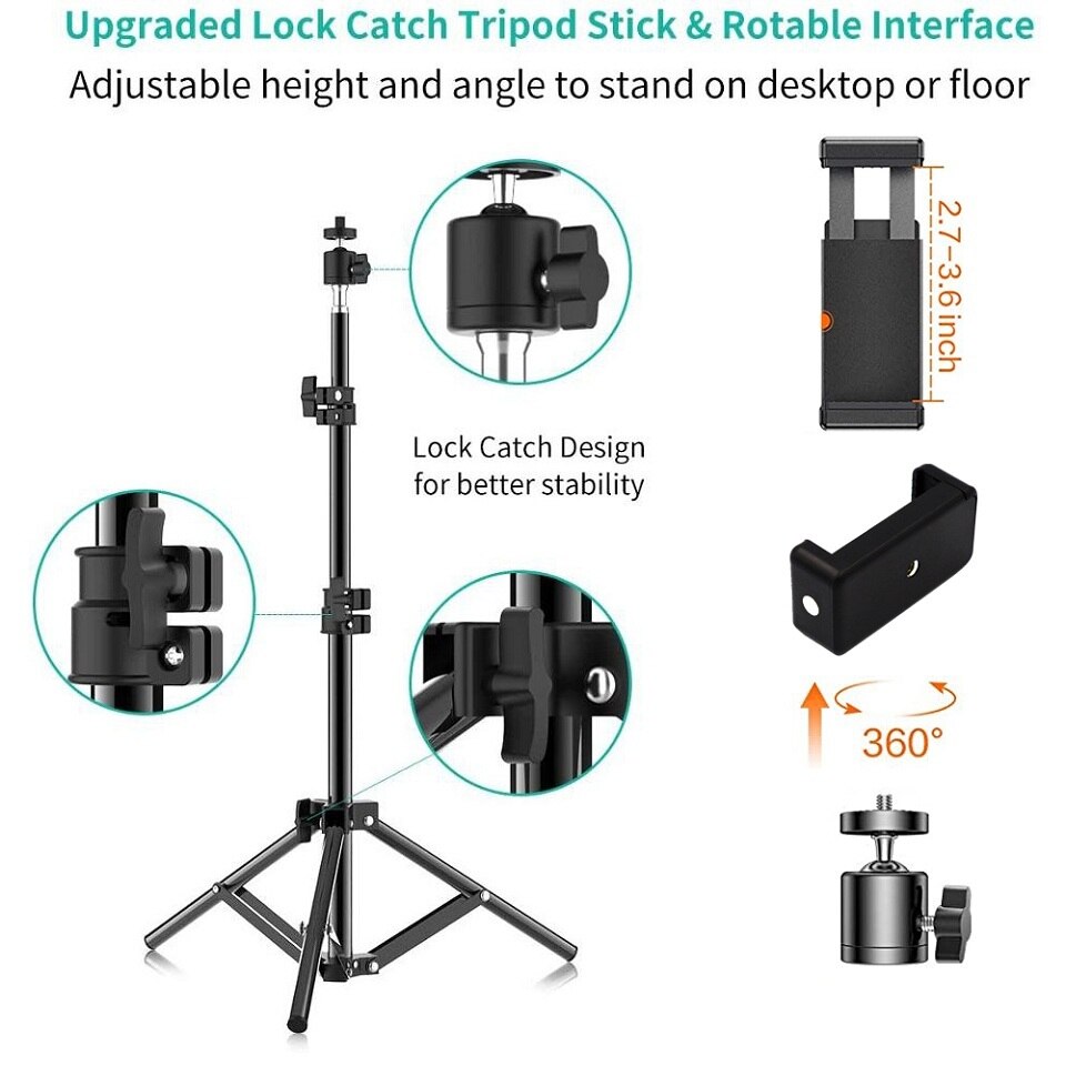 Photographic Lighting Stand Fill Light Stand With 1/4 Screw Adjustable Tripod Suit For Ring Light Desktop And Vertical Ring Lamp