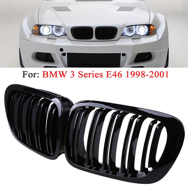 Par gitter til 98-01 bmw  e46 2- dørs side coupe grill glans sport