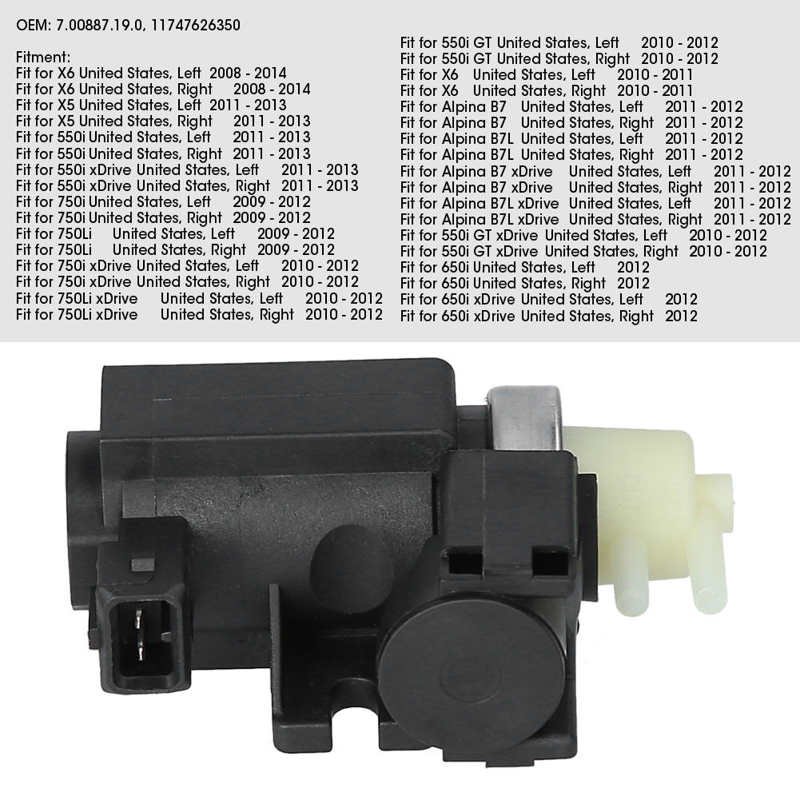 Turbo sobrealimentador eléctrico para automóviles, Turbo Boost, válvula solenoide 11747626350 de repuesto, compatible con E90 335i E60 535i 550i