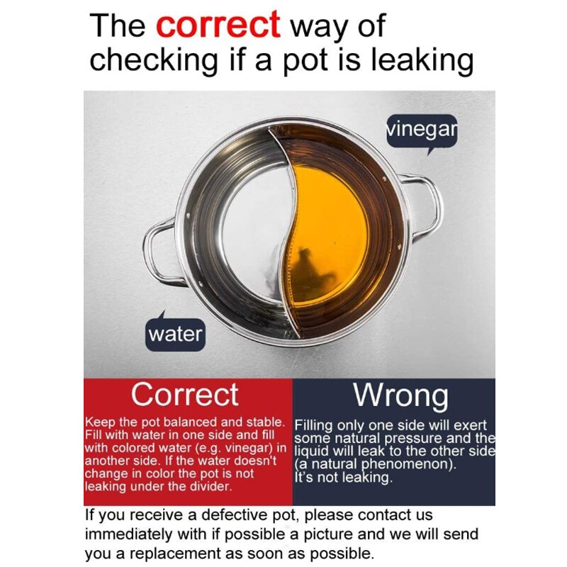 Olla de acero inoxidable para cocina, olla de inducción para el hogar, Compatible con ollas de Gas, utensilios de cocina para el hogar, olla doble dividida