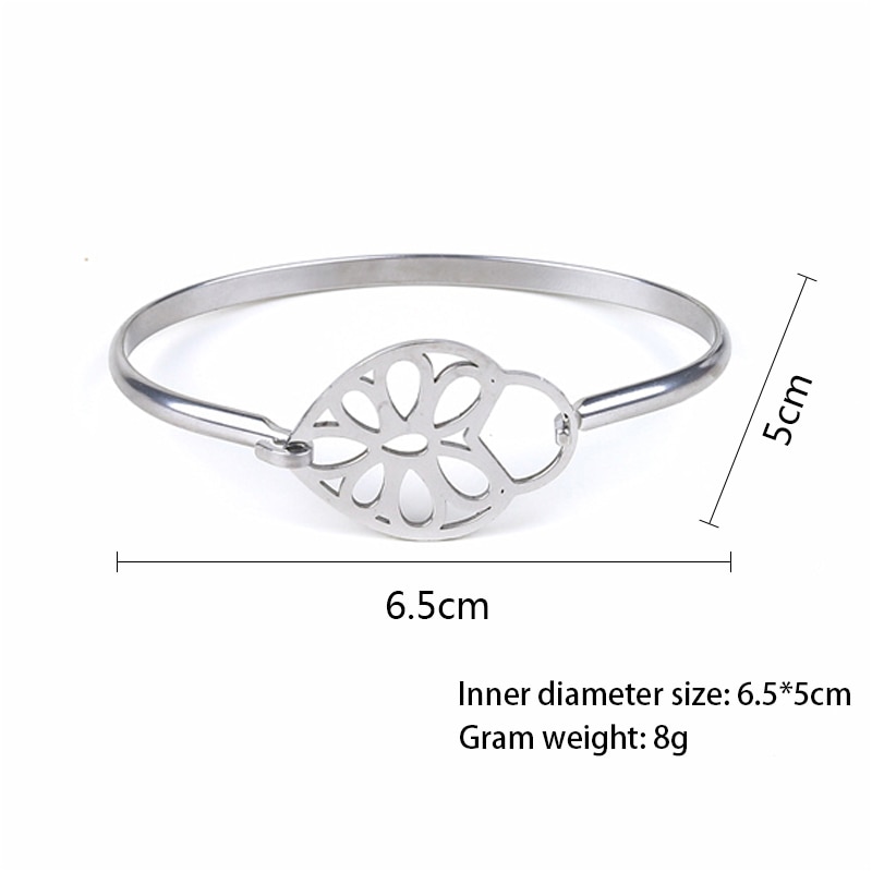 Stainless Steel 4-Styles Heart Leaf Bracelets Luxurious Jewelry For Women Silver Color Love Bangles Christmas