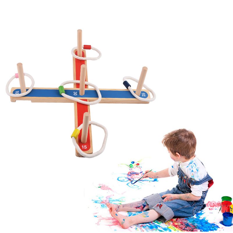 Gadgets jardin/extérieur corde QUOITS & chevilles en bois jeu de lancer famille chevilles et corde jeu de lancer