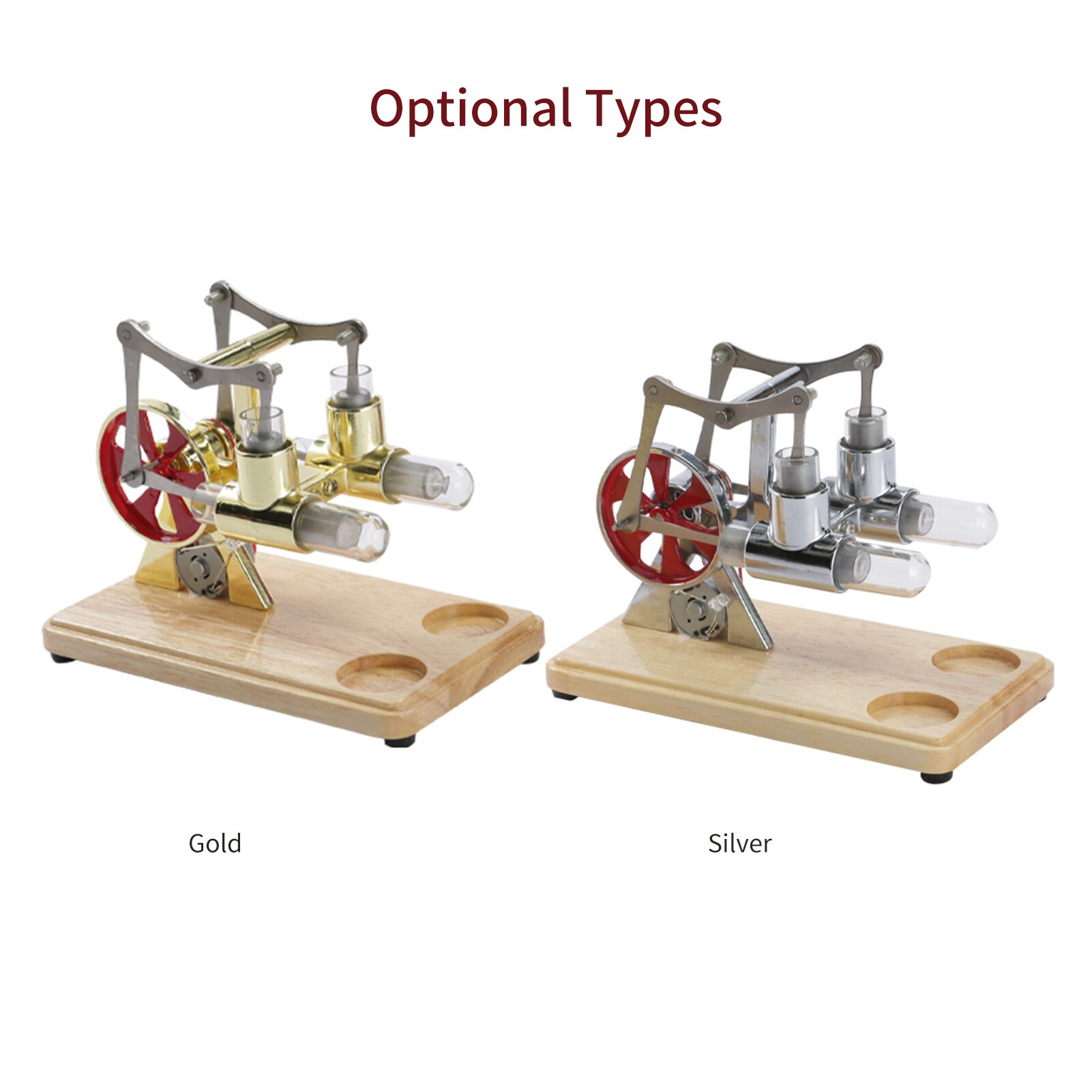 Stirlingmotor Kit Air Motor Model Fysieke Dual Motor Generator Model Met Led Licht Vliegwiel Wetenschap Experiment