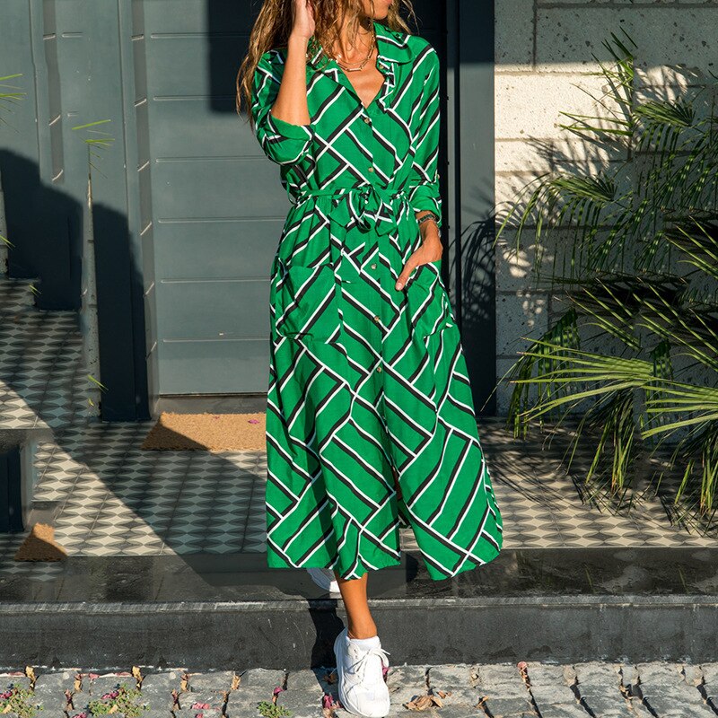 Maxi Jurken Voor Vrouwen Chiffon Zomer Boho Elegante Jurk Zomer Lange Mouwen Dames Jurken Casual Roze Ruches Jurk: Green / XL