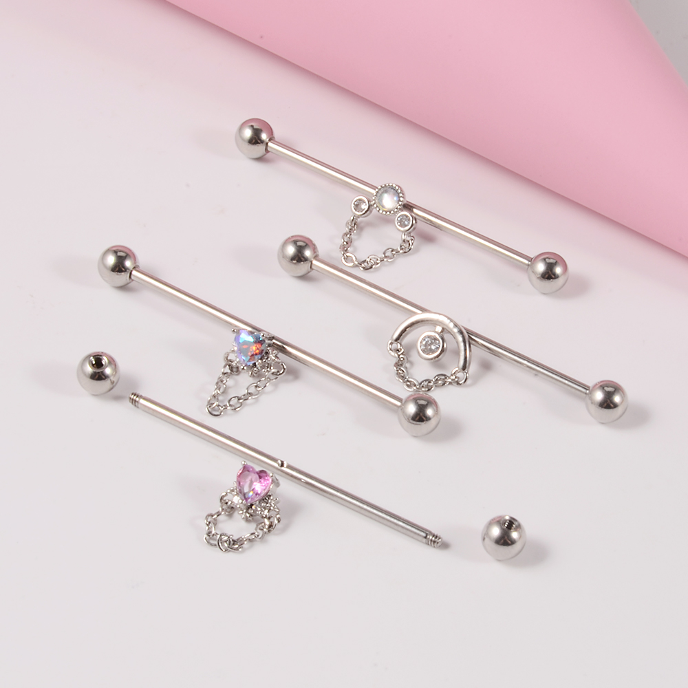 1 pieza de barra Industrial de circonio de acero quirúrgico, pendiente de puente Auricular largo de Animal bonito, joyería para Piercing corporal transversal para mujer