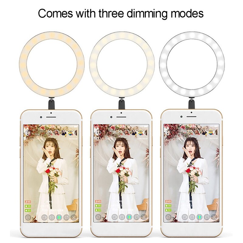 16cm/4.8Inch Led Selfie Ring Light Dimmable Photo Video Camera Ringlight for Live Fill Light Adjustable Height