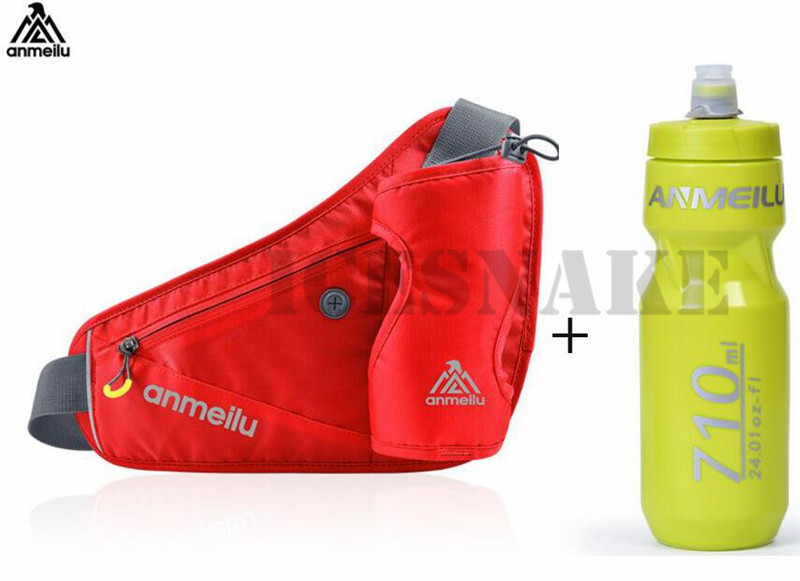 ANMEILU Mannen Vrouwen Running Taille Pack Hydratatie Riem Voor 710 ml Water Flessen Hip Pouch voor Marathon Running Wandelen Fietsen: Red With Bottle