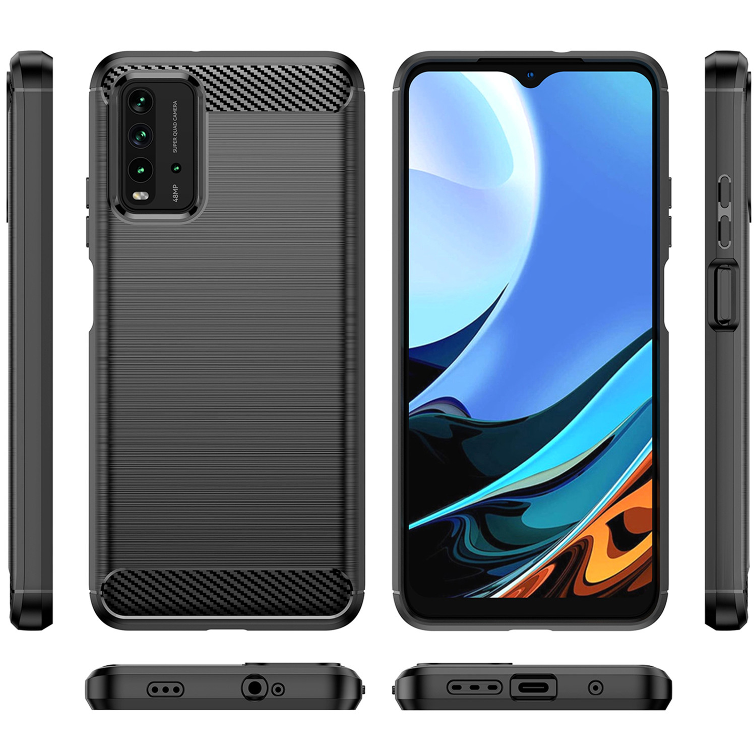 Miękkie silikonowe etui na Xiaomi Redmi 9T 9 9A 9i sport 9w 9C NFC 9moc, włókno węglowe, na Redmi Uwaga 9 4G 9T 9S 9zawodowiec Max: Winylu