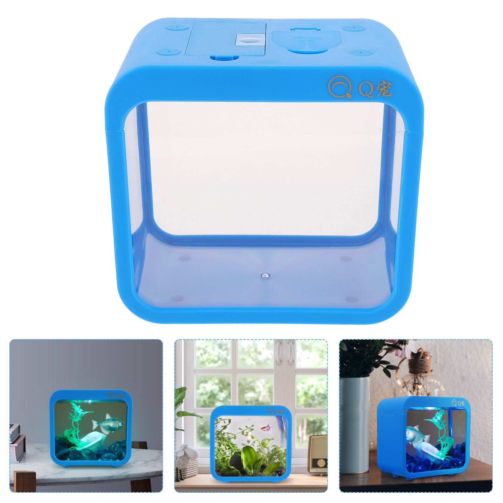 Mini Landscaping Aquarium Clear Fish Tank Fish Breeding Isolation Box Fish Battle Box with Light