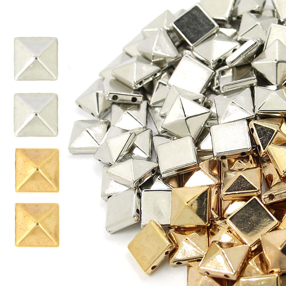 100Pcs 10Mm Piramide Plastic Spikes Vierkante Ccb Klinknagels Voor Leer Zilver Goud Naaien Spikes En Studs Diy punk Kleding/Schoenen/Hoeden