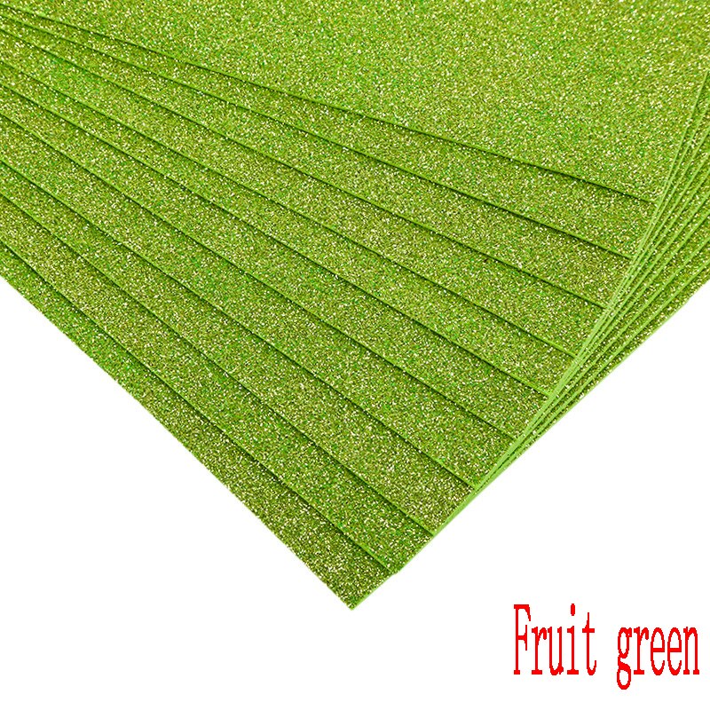 5sheets Glitter Foam Paper Sparkles Paper for Children's Craft Activities DIY Cutters Flash Handcraft Foam Paper Without Glue: Fruit green