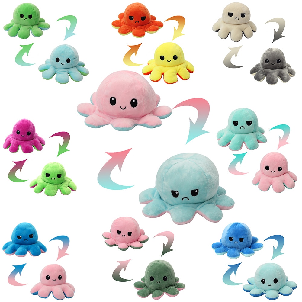 Plush Toys Kids Soft Octopus Plush Animal Crossing Children Double-sided Flip Doll Soft Pulpo Reversible Cute Peluches Toys