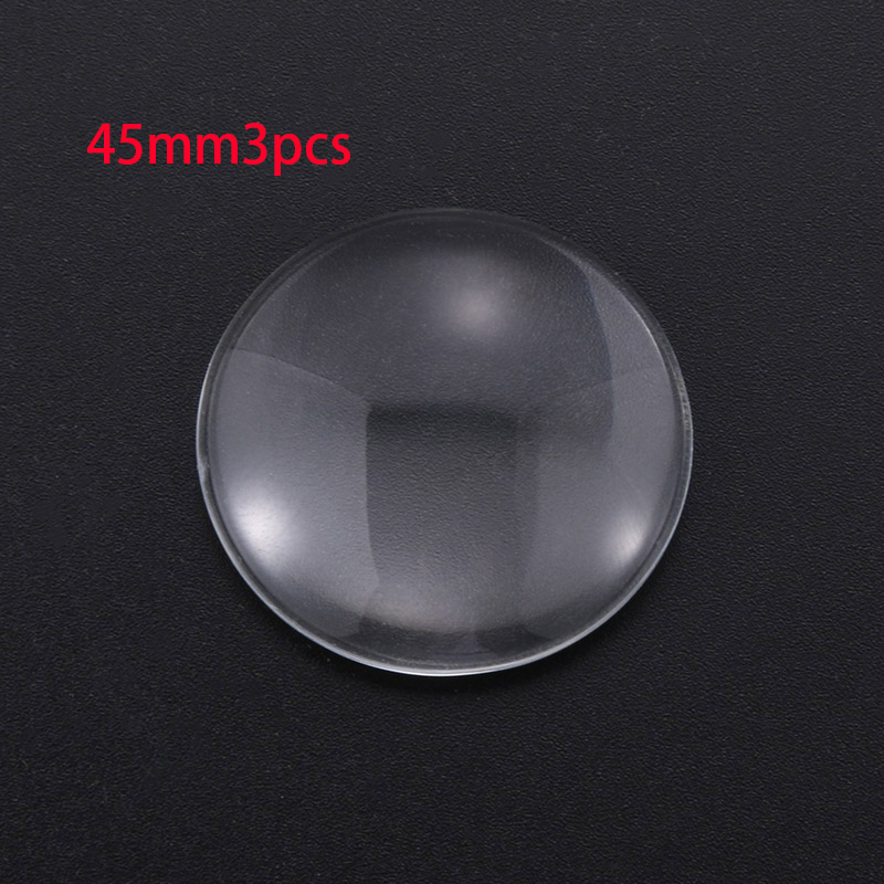 8/10/12/14/16/18/20/25/30/35/40/45/50 Round Flat Back Clear Glass Cabochon, , Cabochon Cameo For Diy Jewelry Making: 45mm3pcs