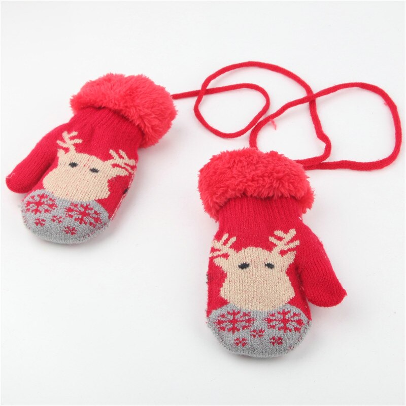 2-6T guanti per bambini caldi spessi più velluto bambini ragazze ragazzi guanti a maglia inverno bambini bambino corda guanto regalo di natale: B
