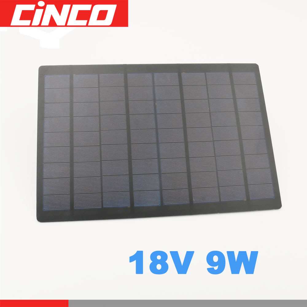 18v 9w 500ma solpanel polysilicium gør-det-selv batterioplader lille mini solcelle batteri kabel legetøj solar lys 18v