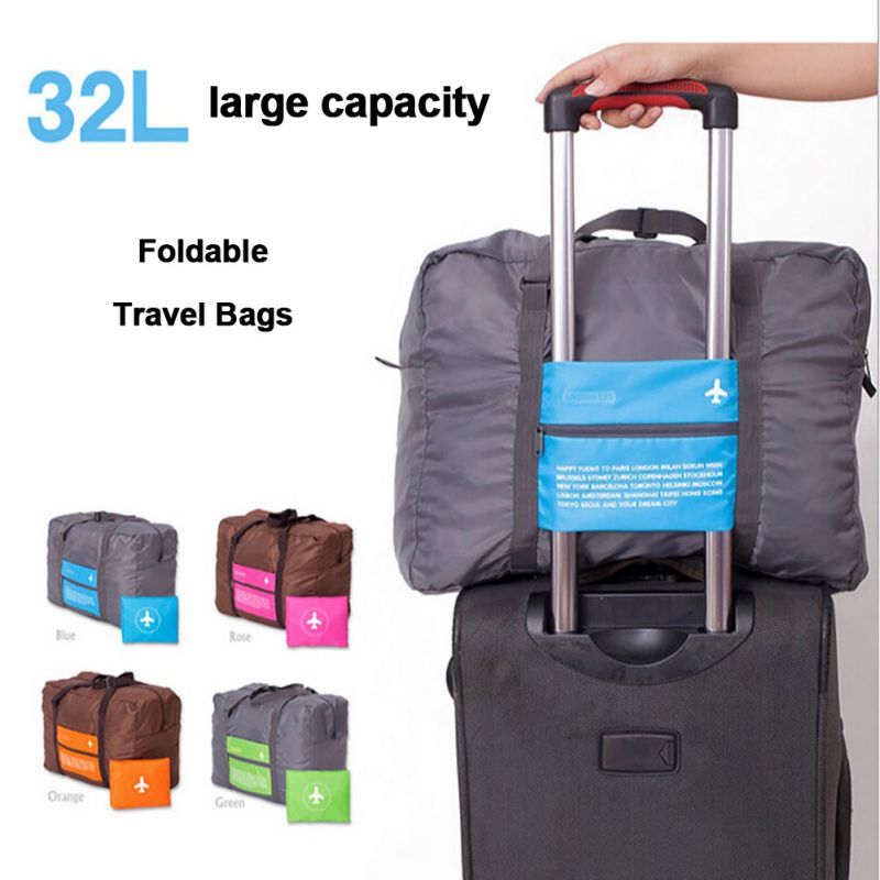 1pc Portable 32 L Large Capacity Folding Handbags Overnight Airplane Travel Trolley Bags
