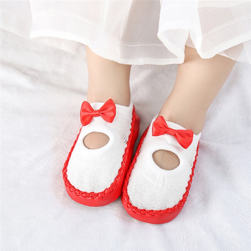 Lente Zomer Antislip Lederen Bodem Baby Schoenen Kinderen Floor Sokken Boog 0-3 Jaar Oud Meisje sokken Baby Care