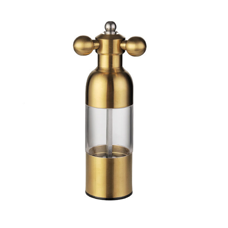Stainless Steel Grinder Manual Salt Pepper Mill Ceramic Core Sesame Spice Grinder Spice Shakers BBQ Tools Kitchen Accessories: gold S