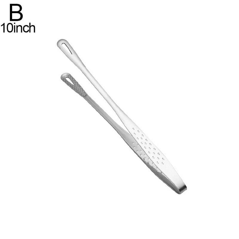 Steel Food Tongs Long Handle Non-slip Barbecue Tongs Steak Access Tools Clamp Pastry Kitchen Bread Cooking Tongs Clip T0e0: 10 inches