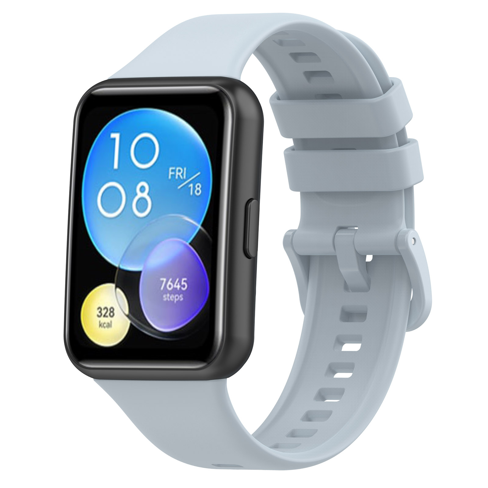 Huawei watch fit 2 -ranneke + kotelo, samanvärinen solkiranneke ja läpinäkyvä kellokuori