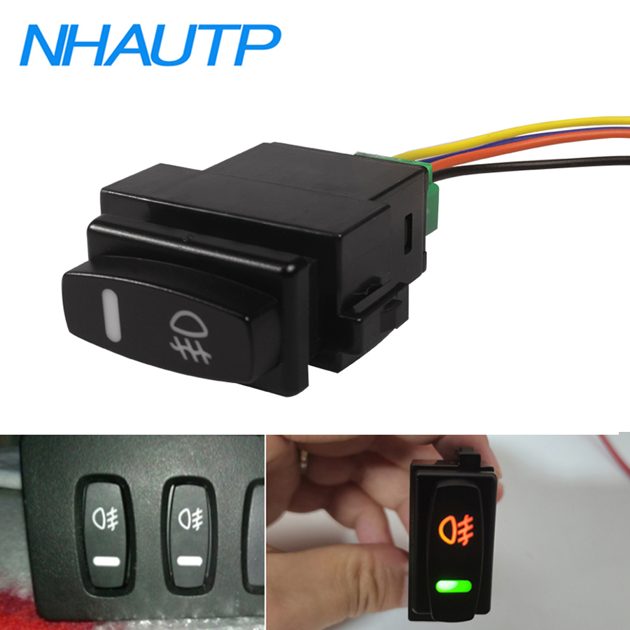 NHAUTP 1 Uds. Botón de interruptor de luces antiniebla LED para coche para Renault Laguna II Megane Scenic Twingo Espace IV Master Trafic naranja + verde 12V
