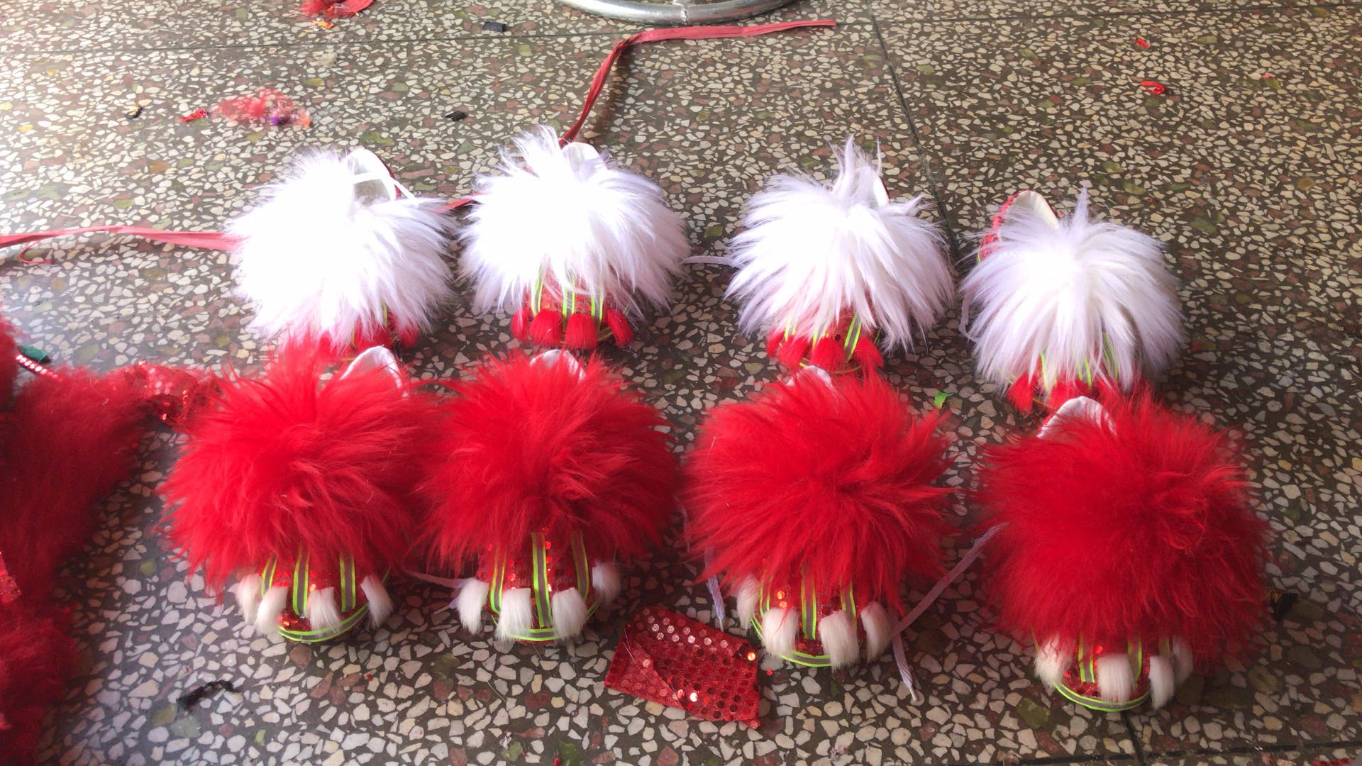 Cute Cosplay Wool Lion Dance Shoes Mascot Costume Wool Chinese Folk Art