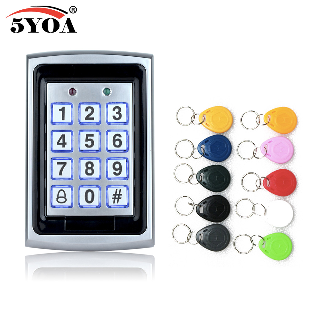Waterproof Metal Rfid Access Control Keypad With 1000 Users+ 10 Key Fobs For RFID Door Access Control System: B02 and 10 Keys