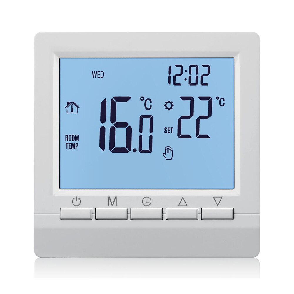 Programmable Gas Boiler Heating Temperature Regulator Hand Control Wireless AA Battery Thermostat with Kid Lock: blue backlight