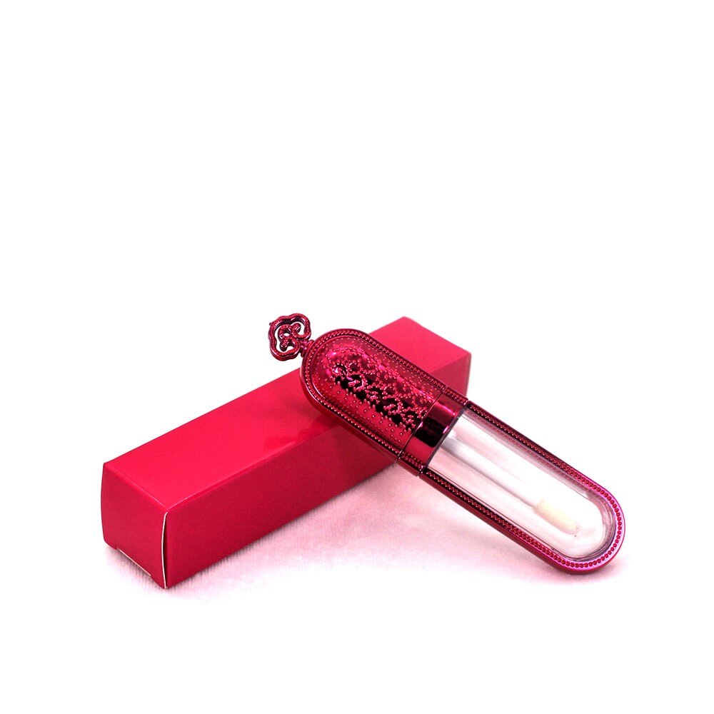 8ml mørk pink krone lipgloss tube tom kosmetisk udsøgt lipgloss emballagebeholder: Rosenrør med æske