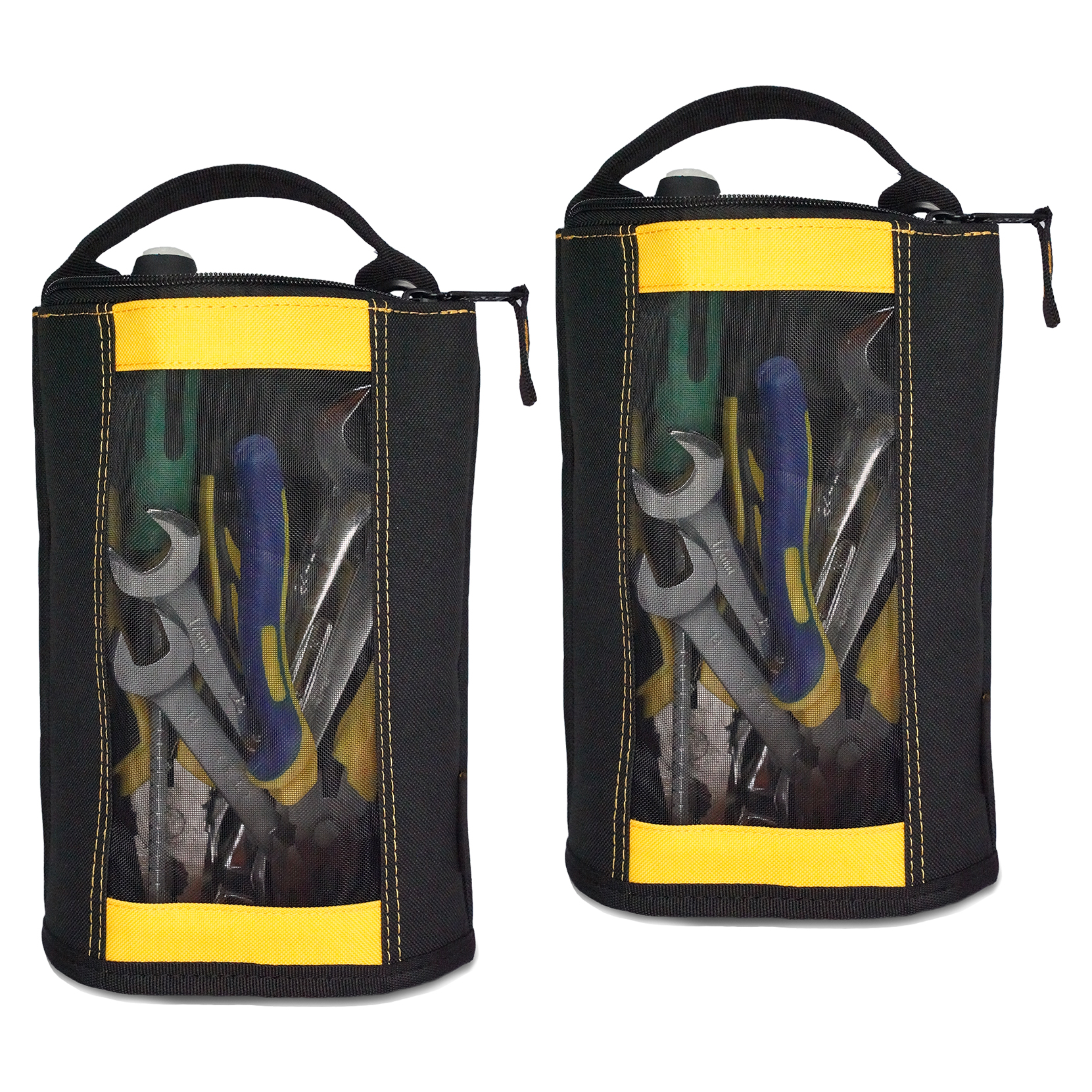 Melotough Canvas Rits Tool Pouch Zipper Bag-Sluiting Zak Met Mesh Venster En Opknoping Grommets 2 Pack: YELLOW