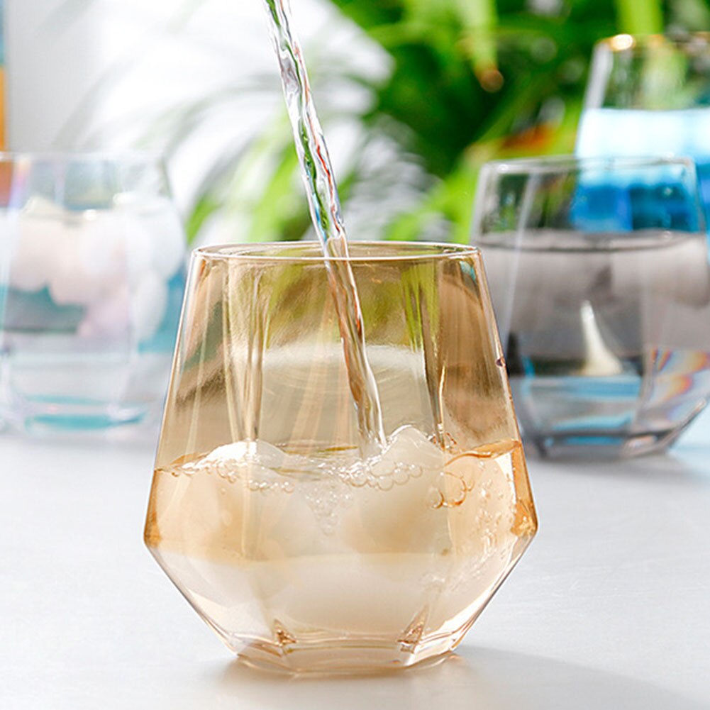 300ml Diamond Shape Glass Cup Bar Restaurant Water Whisky Cocktail Coffee Mug Beer Wine Cup BottleMilk Coffee Cups Juice Mug