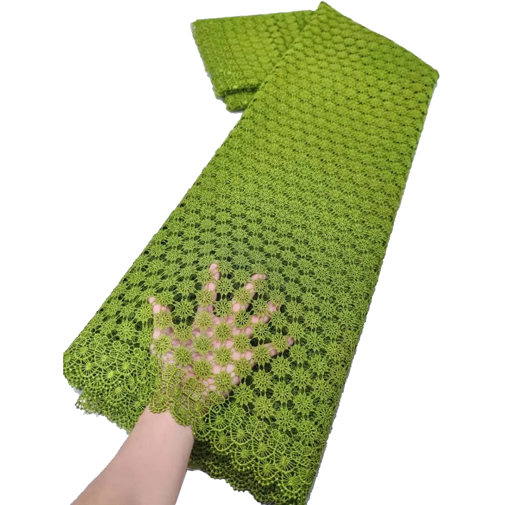 2025 Afrikaanse Nigeriaanse Wateroplosbare Damast Kant Stof Borduren Feestjurk Pailletten Katoen 5 yards: WHITE