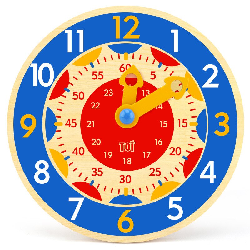 Wooden Clock Toys Hour Minute Second Cognition Colorful Clocks Toys for Kids Early Preschool Teaching Aids