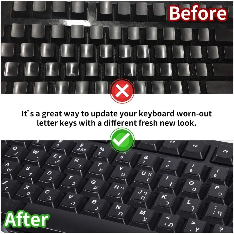 Udskiftningsklistermærke med tastaturbogstaver engelsk/russisk/koreansk/spansk/italiensk/sprog til computer bærbar notesbog desktop