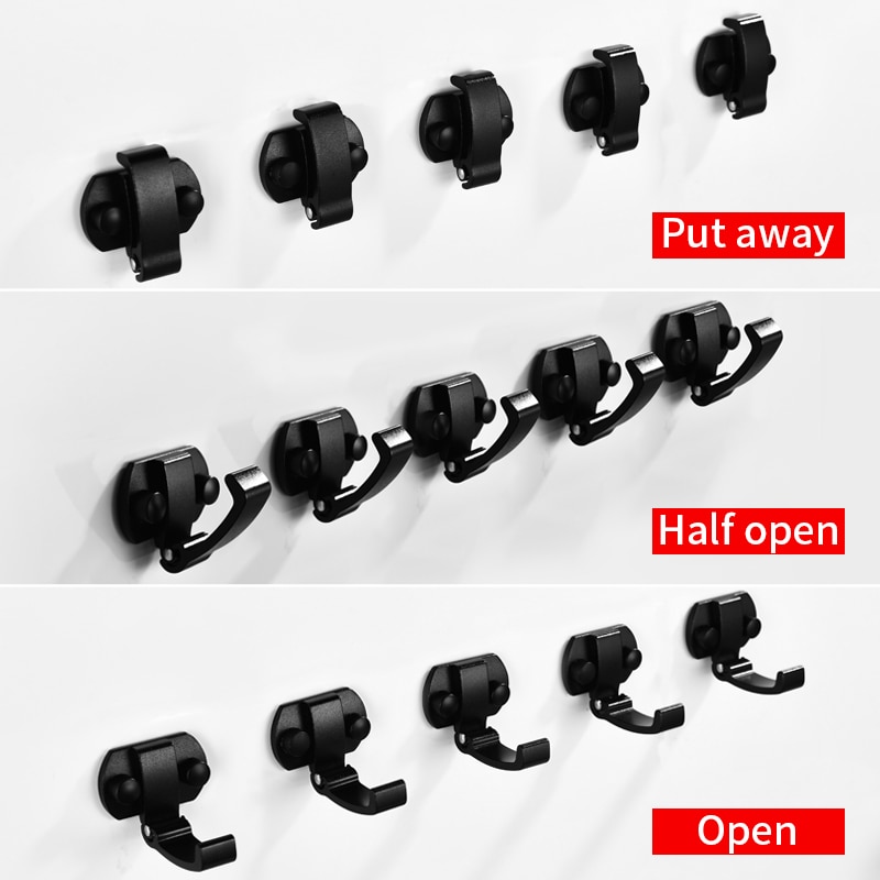 Robe Hook Black Aluminum Bathroom Hooks for Towels Bag Key Rack Folding Coat Hooks Wall Mounted Decorative Clothes Hook Hanger