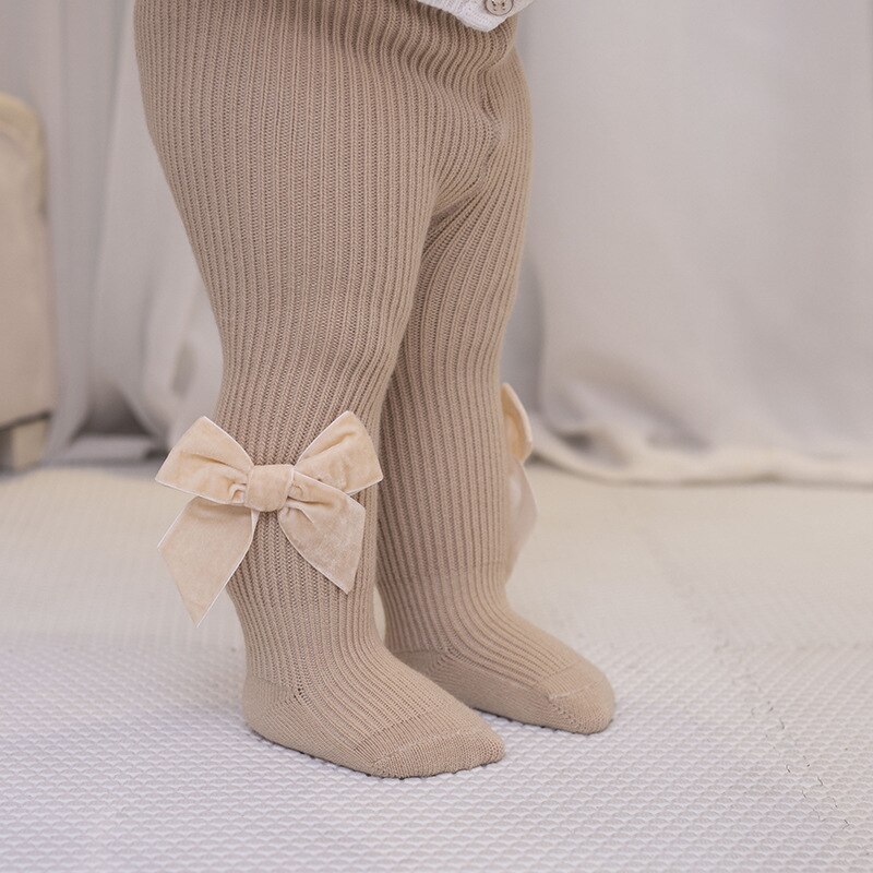 Große samt Band bowknot seite Baby mädchen strumpfhosen Weihnachten baumwolle Kleinkind Baby strumpfhosen für mädchen Gamaschen dicke socken