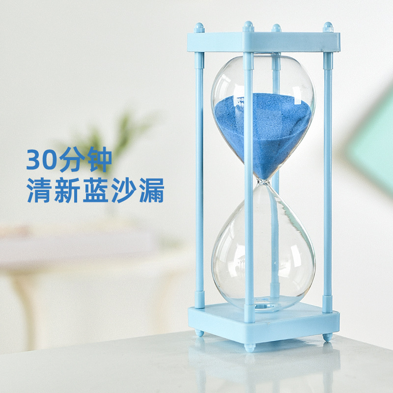 Gratis Belettering 30 Minuten Zandloper Tijd Timer Mintgroen Half Uur Hoge Borosilicaatglas Zandloper Grappige Kinderen Dag: Fresh Blue