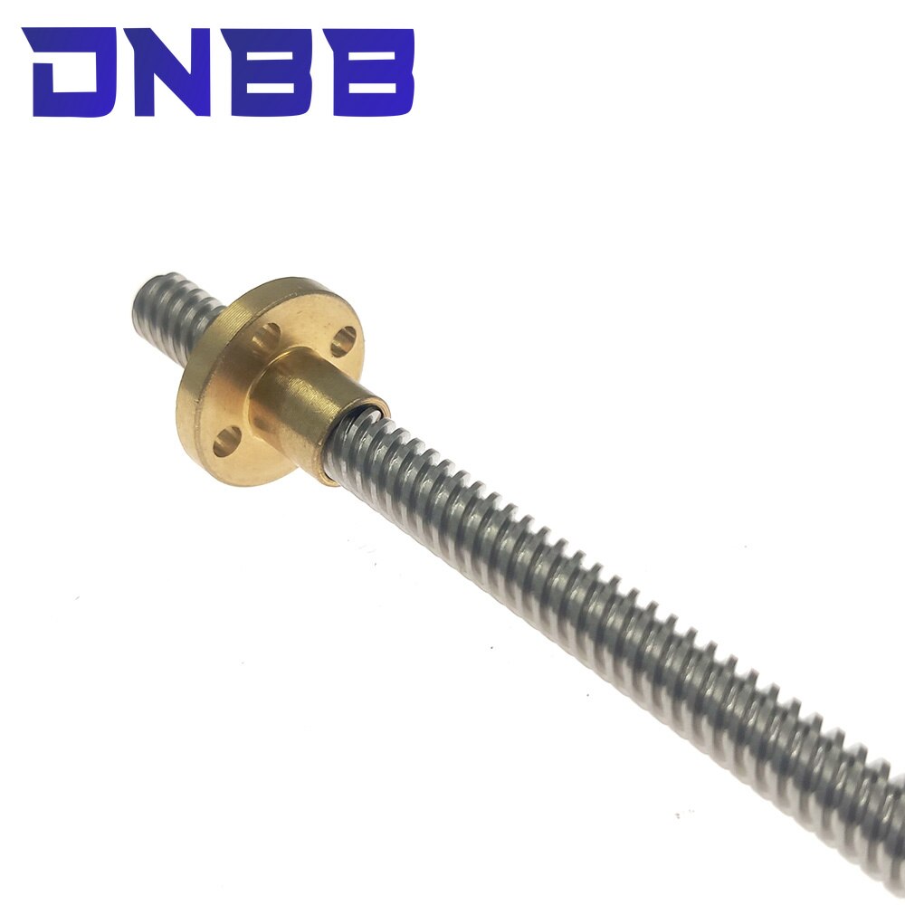 CNC 3D Printer T8 Lead Screw Pitch 2mm Lead 8mm 304 steel Length 150mm 200mm 250mm 300mm 350mm 400mm 450mm 500mm with Brass Nut