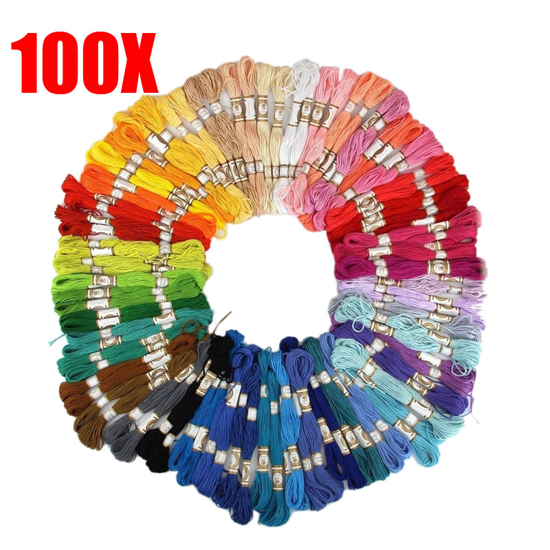 24/50/100/150PCS Cross Stitch Cotton Embroidery Thread Floss Sewing Skeins Craft Random Color Dmc Embroidery Floss -20