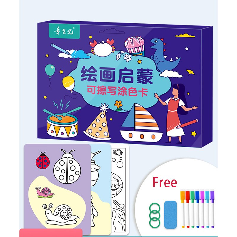 48 Pages/Doos Leeftijden 2-6 Krabbel Kleurboek Kinderen Uitwisbare Tekening Boek Kleuterschool Vroege Onderwijs Primer schilderen Boek