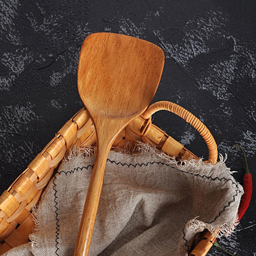 Long Wooden Fried Rice Shovel Spoon Kitchen Utensil Non-Stick Hand Wok Shovel Non-Stick Special Shovel Kitchen Cooking Tool