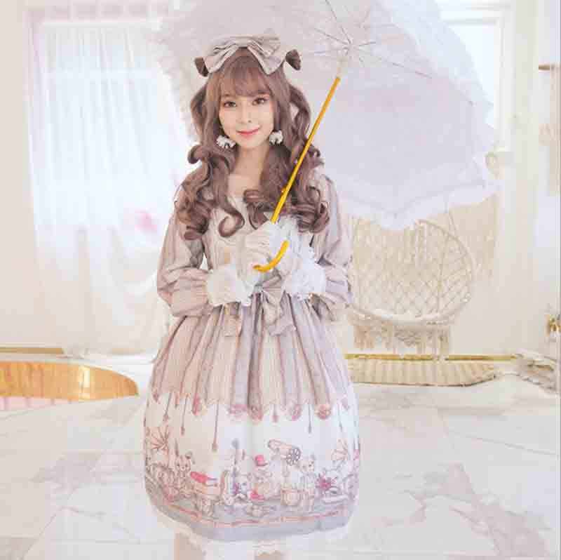 Steampunk vintage langærmet lolita kjole japansk op lolita kjole kvinder sommer jsk lolita kjole til kvinder plus str.