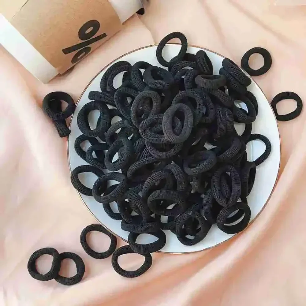 50/100/300 Uds Mini bandas elásticas coloridas para el cabello para niñas accesorios para el cabello diadema de nailon soporte para cola de caballo para niños adorno Scrunchie: S / Amarillo claro