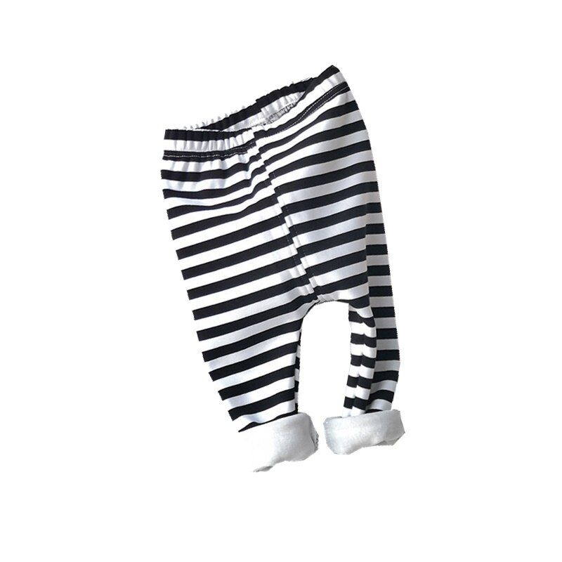 Baby Boys Girls Autumn Winter Fleece Pants Cotton Striped Long Leggings Toddler Pull-on Pant Baby Open PP Trousers Clothing