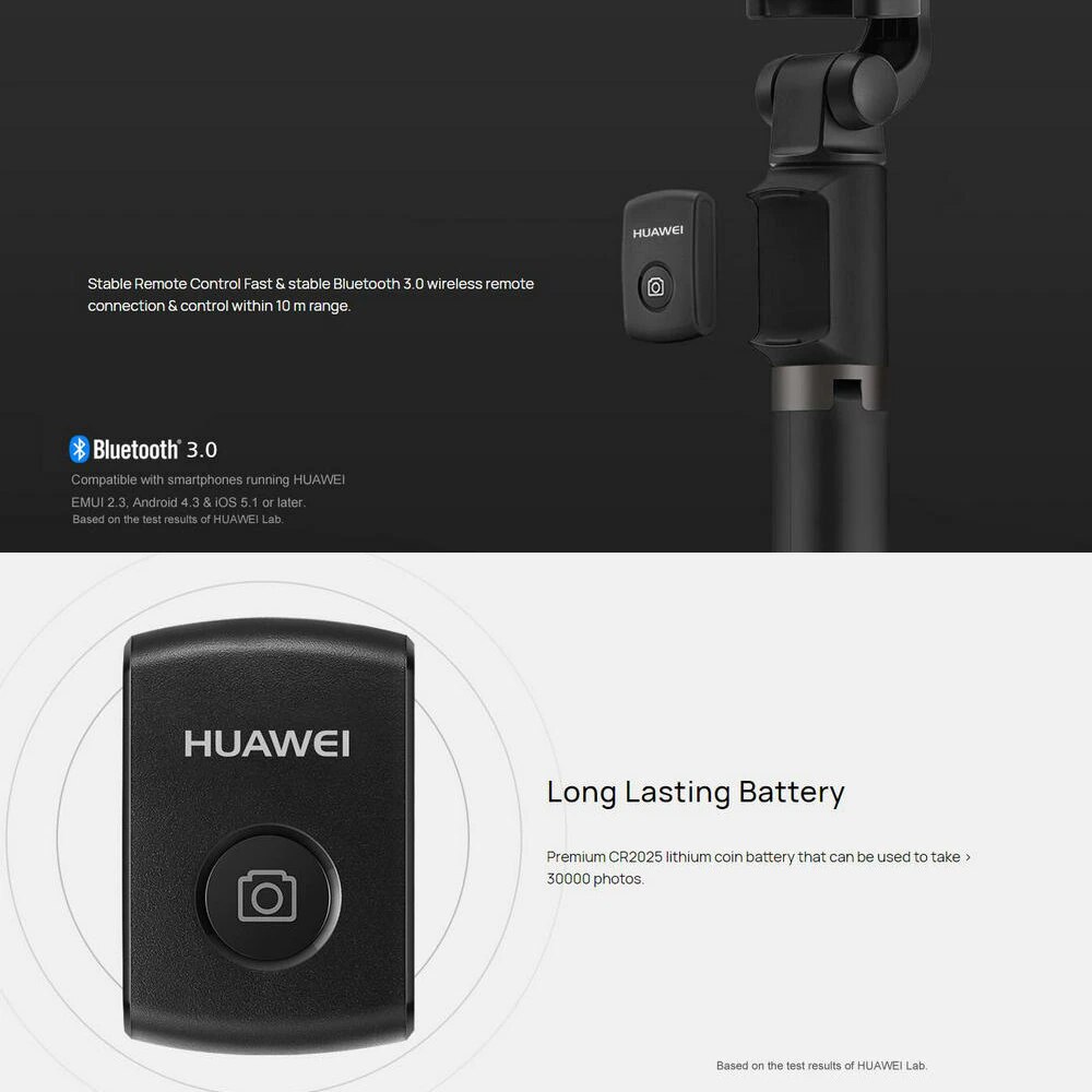 Huawei  af15/cf15 pro bluetooth selfie stick stativ bærbar trådløs fjernbetjening zoomkontrol håndholdt monopod til ios android telefon