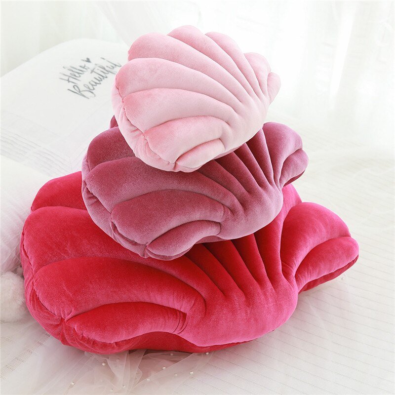 Schelp fluwelen rug schelp gevuld pluche kussen thuis thuis bed bank kussen decoratie pluchen speelgoed